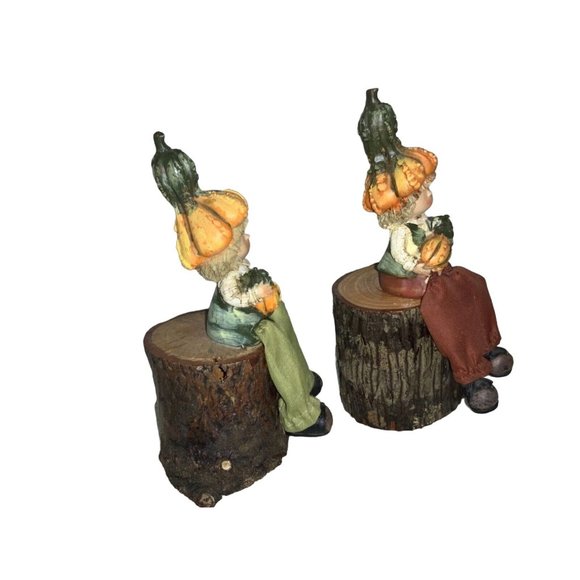 Fall/ Autumn Decor- Children with gourd Hats Sitting on Logs - Picture 5 of 9
